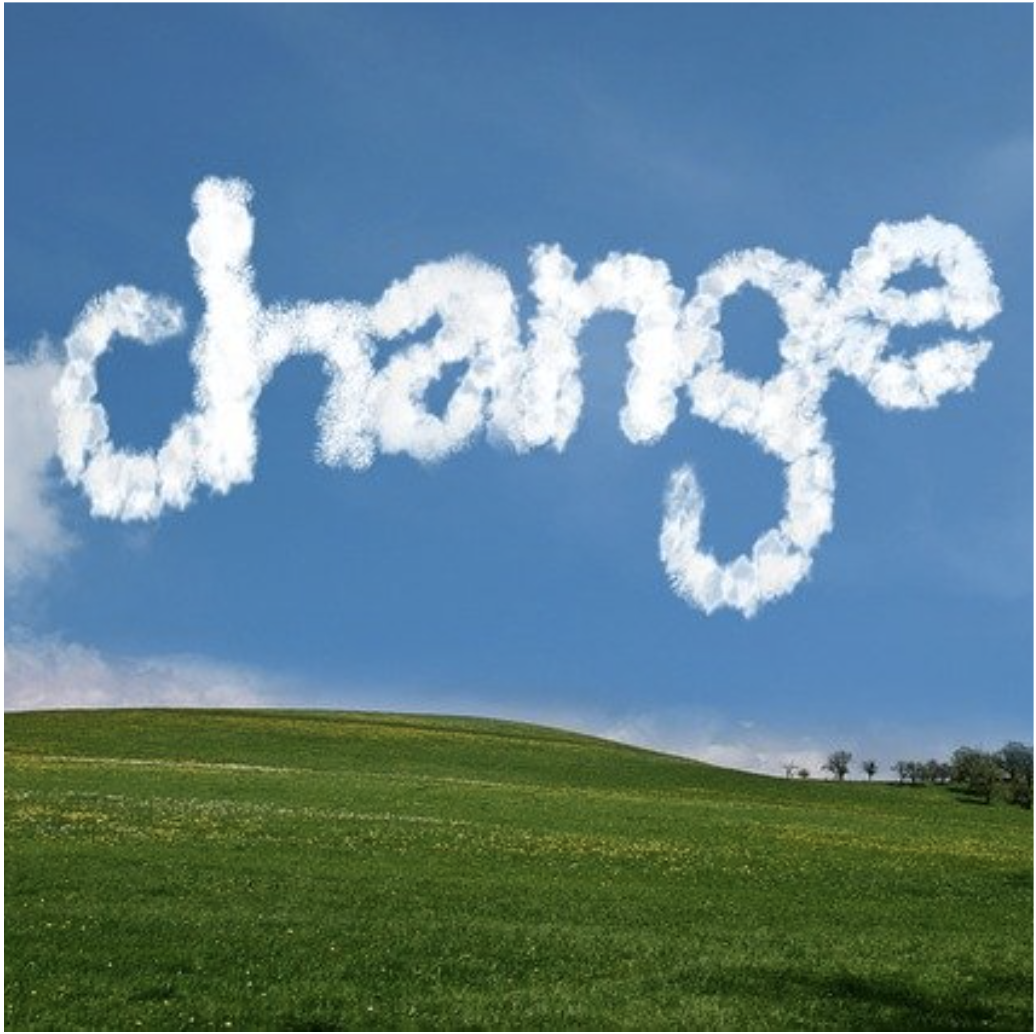 Cloud in the sky spells the word change