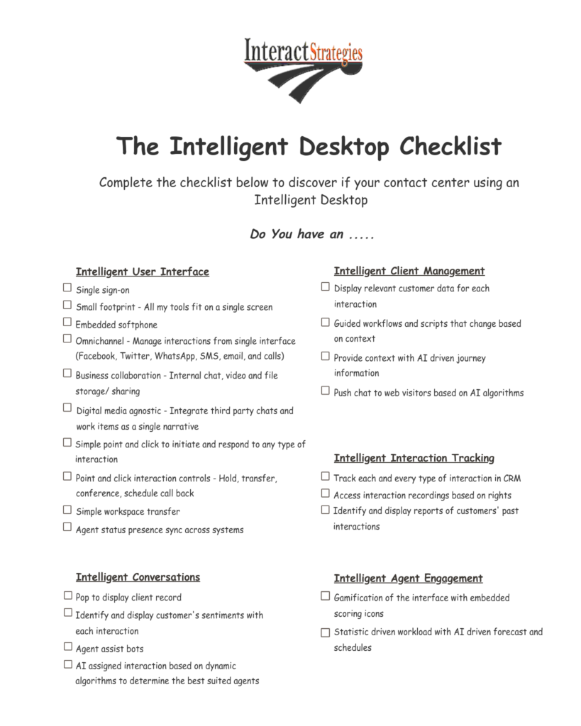 Intelligent Desktop Checklist - Interact Strategies